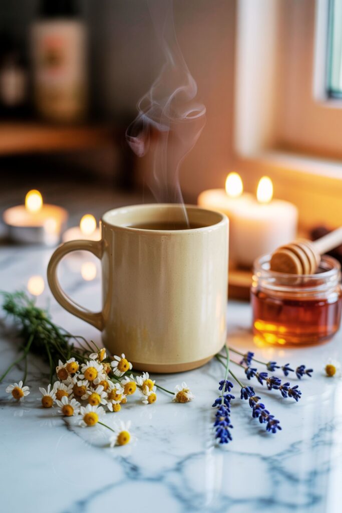 homemade tea blend with chamomille and lavender