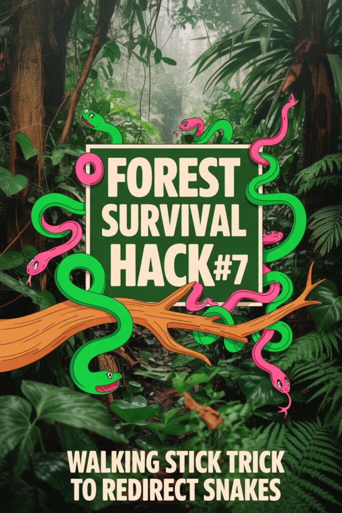 forest survival life hack with a walking stick