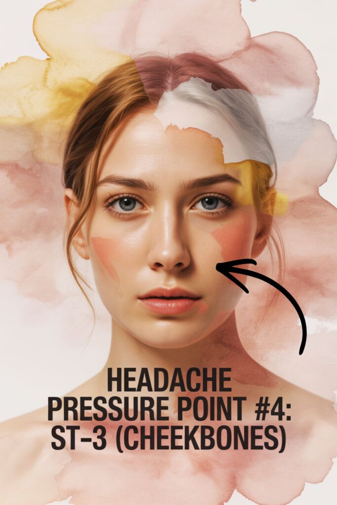 headache pressure point under cheekbone