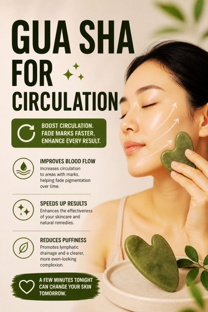 clear acne marks with gua sha